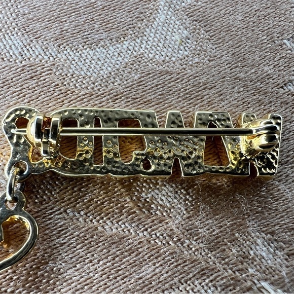 VINTAGE 90s WWJD GOLD BROOCH HEART RHINESTONE ACCENT GIFT RELIGIOUS - Picture 3 of 9